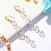 E2204-2 Square Crystal Natural Crystal Handmade Earrings Zircon Long Earrings