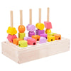 Children Wooden Geometric Shape Matching Enlightenment Beads Building Blocks Educational Toys(Colorful)