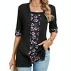 Spring Summer Printed Fake Two-Piece Square Neck Mid-Sleeve Top T-Shirt, Size: L(Black)