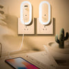 Dual-USB Remote Control Timer Dimming Night Light Bedroom Socket LED Wall Light, CN Plug