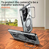 For Samsung Galaxy S23 FE 5G Shield Hollow Frame Holder MagSafe Phone Case(Grey)