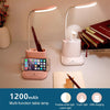 Multi-function Touch Switch USB Charging LED Desk Lamp with Phone Holder & Pen Holder, White Light & Warm White Two Modes LED Night Light, Support USB Output (White)