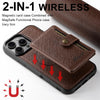 For iPhone 15 Plus Suteni H20 Cross-Grain MagSafe Horizontal Card Bag Back Phone Case(Brown)