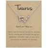 12 Zodiac Signs With Diamonds Necklace Card Rhinestones Collarbone Chain Pendant, Style: Taurus Silver