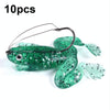 HENGJIA FO100 10pcs Anti-Hanging Bottom Floating Frog Black Fish Fake Bait Thunder Frog Bait, Size: 6cm 5g(Light Green)