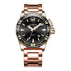 OCHSTIN 7002B Multifunctional Quartz Waterproof Luminous Steel Strap Men Watch(Rose Gold+Black)