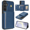 For Samsung Galaxy S24+ 5G Three Fold Card Bag Phone Case with Long Lanyard(Blue)