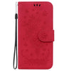 For Realme 13+ Global Butterfly Rose Embossed Leather Phone Case(Red)