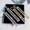 Fashion Long Geometric Drop Earrings Luxury Gold Silver Color Rectangle Rhinestone Earring(Rose Gold)