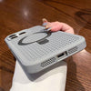 For iPhone 11 Hollow Cooling Magsafe Phone Case with Holder(Green)
