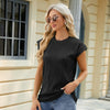 Ladies Summer Round Neck Loose Short Sleeve T-Shirt, Size: M(Black)
