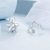 S925 Sterling Silver Pleated Texture Five-pointed Star Women Earrings(BSE965)