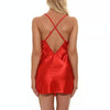Women Christmas Oil Glossy Cloth Pajamas Deep V-Neck Lace Plush Pajamas, Size: M(Red)