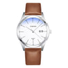 YAZOLE 560 Leather Strap Quartz Movement Waterproof Men Watch(White+Brown)