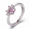 Women Crystal Cute Cat Claw Opening Adjustable Ring Jewelry(Pink diamond white gold)