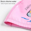 Children Swimming Cap PU Printed Cute Dolphin Pattern Elastic Swimming Cap(Silver Grey)