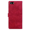 For iPhone 6 Plus / 7 Plus / 8 Plus Lace Floral Embossed Magnetic Buckle Leather Phone Case(Red)