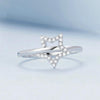 BSR450-6 S925 Sterling Silver White Gold Plated Hollow Star Ring Hand Decoration