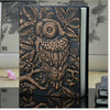 01663 Vintage Thick Handmade Leather Carving Owl Sketchbook Journal Cute Notebook(Red)