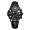 Ochstin 6050B Multifunctional Quartz Men Leather Watch(Black+Black+Black)