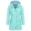 Casual  Women Waterproof Waist Hooded Long Coat, Size:L (Water Blue)