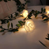 7.5m  50 LEDs Solar Simulation Green Leaf Rattan Rose Flower Vine LED Light String Garland Decoration