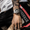 BAOGELA 1902 Skull Luminous Dial Silicone Strap Quartz Watch For Men(Black Silver)