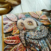 01663 Vintage Thick Handmade Leather Carving Owl Sketchbook Journal Cute Notebook(Red)