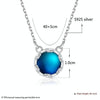 S925 Sterling Silver Gradient Round Moonstone Clavicle Chain Nacklace Jewelry (Multicolor, Night Turn Dark Blue)