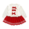 Girls Bow Sweater + Half Skirt Set Knitted Two-Piece Kit, Size: 110cm(Red)