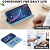 For Samsung Galaxy S23 5G Splicing Color Hollow Flower Pattern RFID Leather Phone Case(Baby Blue)