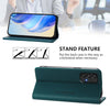 For Samsung Galaxy A33 5G RC01 Dual-Folded Magnetic Suction RFID Leather Phone Case(Dark Green)