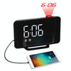 Projection LED Large Screen Display Alarm Clock Radio Electronic Clock(Black Shell White Lamp)