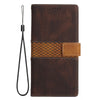 For Samsung Galaxy A26 5G Grid Stitching Leather Phone Case with Lanyard(Brown)