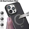 For iPhone 15 Plus Carbon Fiber MagSafe Holder Phone Case(Black)