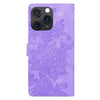 For iPhone 11 Pro Max Lace Floral Embossed Magnetic Buckle Leather Phone Case(Purple)