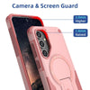 For Samsung Galaxy A25 5G Armor MagSafe Holder PC Hybrid TPU Phone Case(Pink)