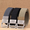 Men Double Ring Buckle Canvas Belt Outdoor Casual Woven Elastic Belt 120cm(Black)