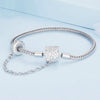 BSB103-19 Sterling Silver S925 White Gold Plated Zircon Cylinder Buckle Bracelet