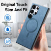 For Samsung Galaxy S25 Ultra 5G Solid Color Retro Magsafe PU Back Cover Phone Case(Blue)