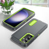 For Samsung Galaxy S24+ / S25+ 5G Rugged PC Hybrid Silicone Phone Case with Holder(Grey+Fresh Green)