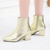 Autumn  Winter Glitter Square Heel Pointed Low-Top Women Boots, Size:33(Gold)