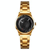 SKMEI 9210 Ladies Business Watch Simple 3D Dial Quartz Watch(Golden Black)
