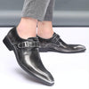 Pointed British Style Men Leather Shoes Buckle Low Heel Shoes, Size:48(Tin Grey)