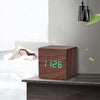 Multicolor Sounds Control Wooden Clock Modern Digital LED Desk Alarm Clock Thermometer Timer Wooden Green