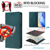 For Samsung Galaxy S20 FE RC01 Dual-Folded Magnetic Suction RFID Leather Phone Case(Dark Green)