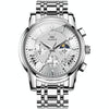 OLEVS 2892 Men Multifunctional Business Waterproof Quartz Watch(White + Silver)
