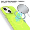 For iPhone 14 Shockproof MagSafe Armor PC Hybrid TPU Phone Case(Fluorescent Green+Gray)