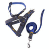 Durable Denim Dog Leash, Collar & Chest Strap Set, Blue, L