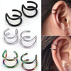 3 PCS Punk Rock Ear Clip Hollow Out U Shape Earrings Nose Clip(Black)